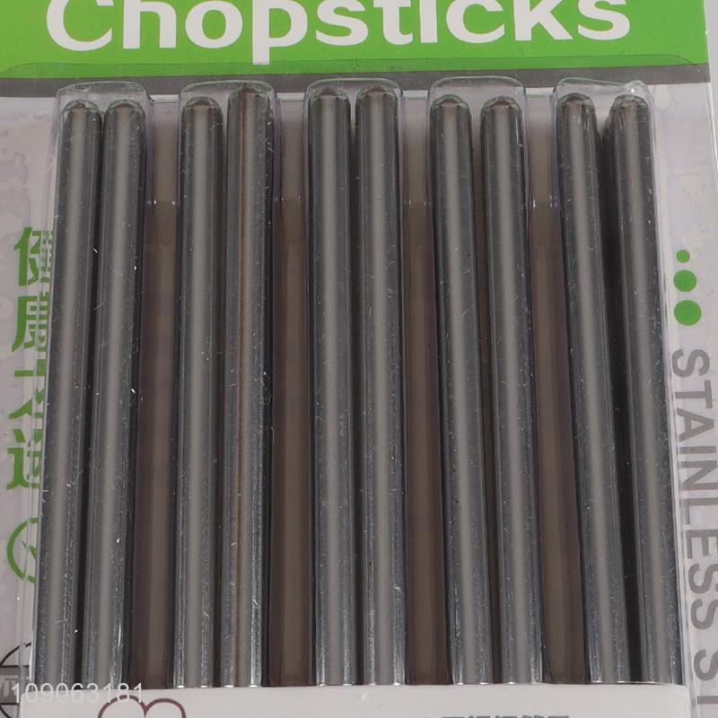 Factory Price 5 Pairs Metal Chopsticks 201 Stainless Steel Chopsticks Set
