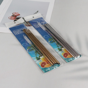 High Quality 4 Pack Stainless Steel Straws Straight Straws with 1 Straw Brush
