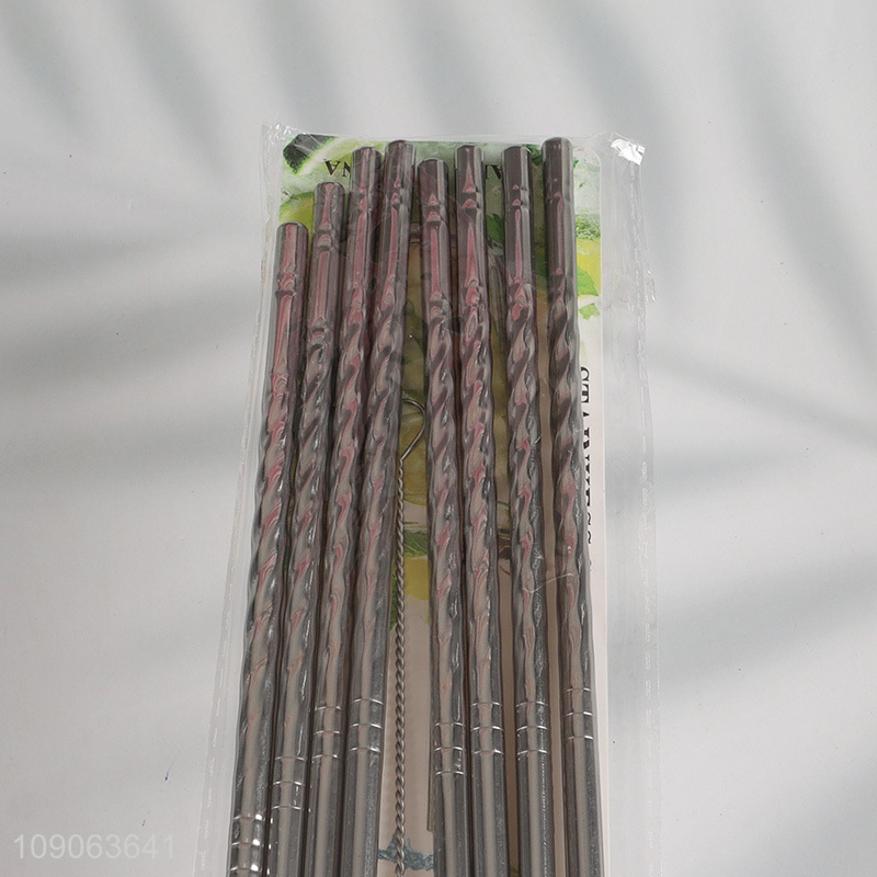 New Product 8 Pack Stainless Steel Straws Straight Straws with 1 Straw Brush