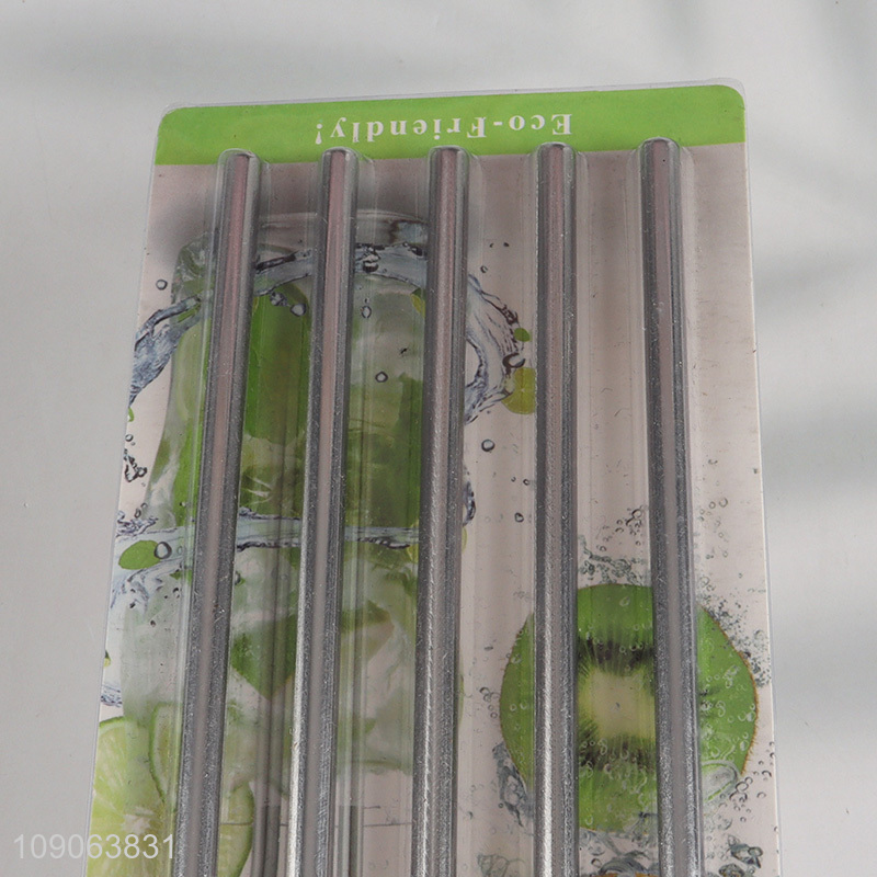 High Quality 5 Pieces 304 Stainless Steel Straws Reusable Metal Straight Straws