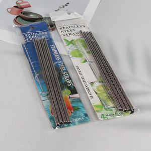 Good Quality 4 Pack Stainless Steel Straws Straight Straws with 1 Straw Brush