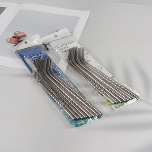 New Arrival 8 Pack Stainless Steel Straws Bent Straws with 1 Straw Brush
