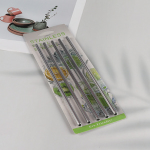 High Quality 5 Pieces 304 Stainless Steel Straws Reusable Metal Straight Straws