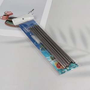 Hot Sale 6 Pack Stainless Steel Straws Straight Straws with 1 Straw Brush