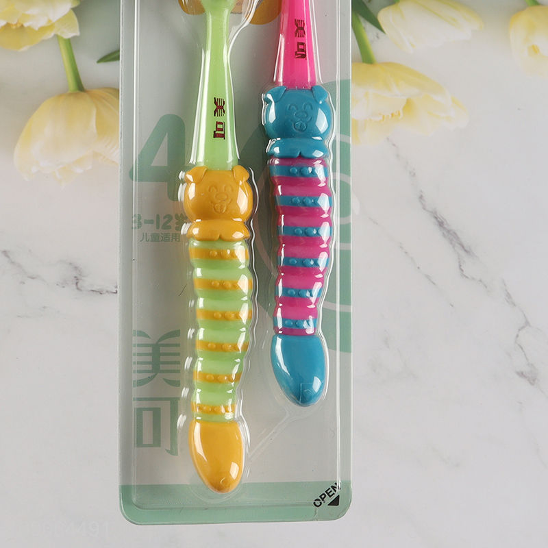 Yiwu market 2pcs cartoon soft bristle children oral care toothbrush set