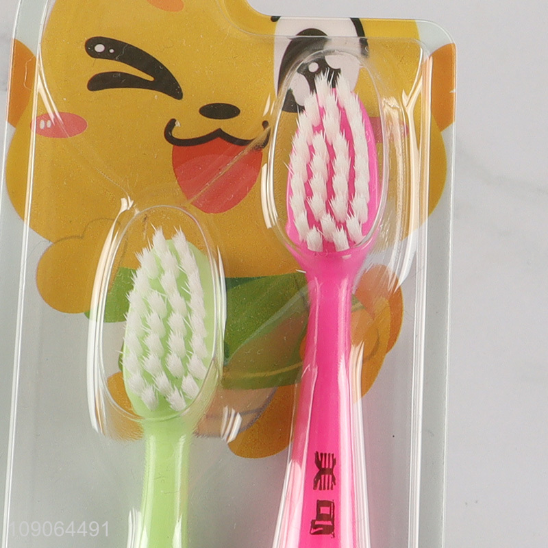 Yiwu market 2pcs cartoon soft bristle children oral care toothbrush set