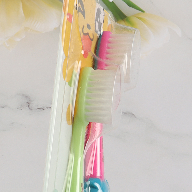 Yiwu market 2pcs cartoon soft bristle children oral care toothbrush set