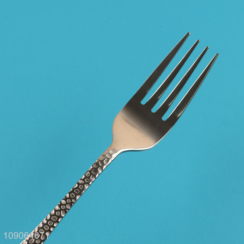 New Arrival 4 Pack Silver Dinner Forks Stainless Steel Hammered Dinner Forks Set