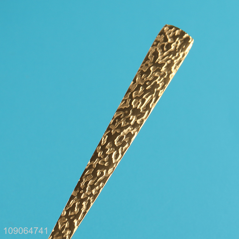 Factory Direct Sale 4 Pack Silver Gold Stainless Steel Hammered Dinner Spoons Set