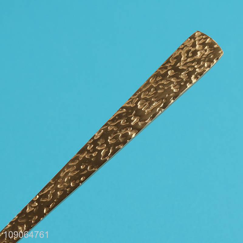 Good Quality 4 Pack Silver Gold Hammered Stainless Steel Dinner Spoons Tablespoons Set