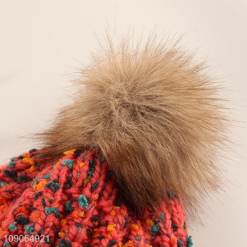 China Imports Winter Knitted Hat Pom Pom Beanie Hat Skull Cap for Women