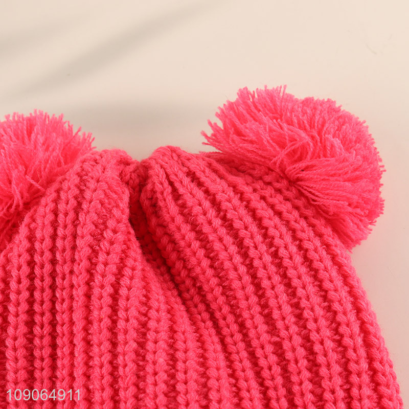 New Arrival Winter Beanie Hat Fleece Lined Pom Pom Beanie Hat for Kids