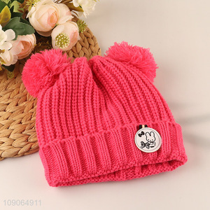 New Arrival Winter Beanie Hat Fleece Lined Pom Pom Beanie Hat for Kids