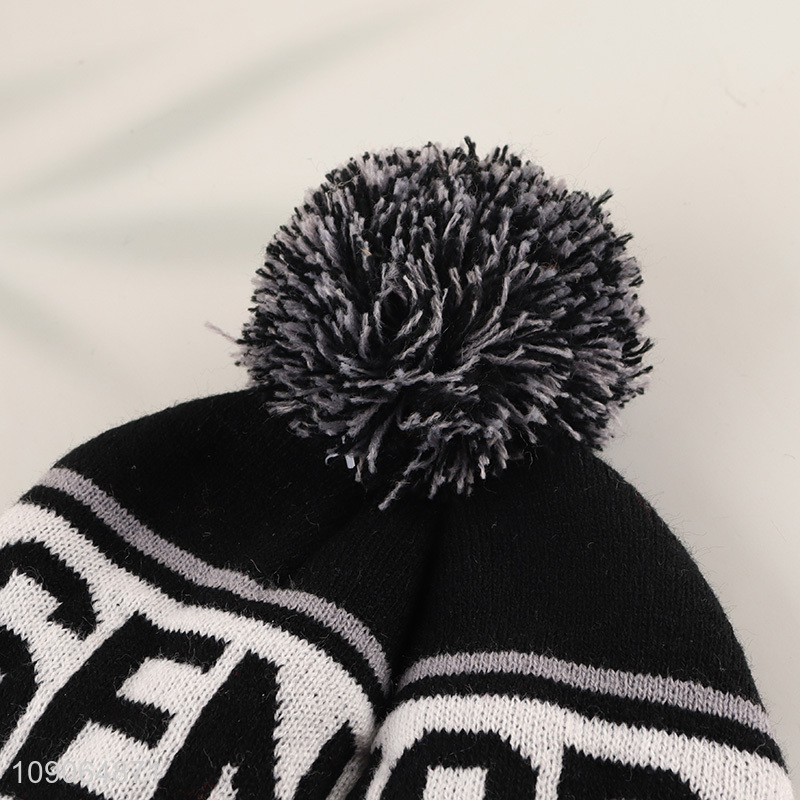 Good Quality Unisex Pompom Beanie Hat Winter Jacquard Knit Hat for Men Women