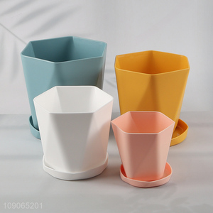 Hot products multicolor indoor outdoor decoration plastic flower pot with holder