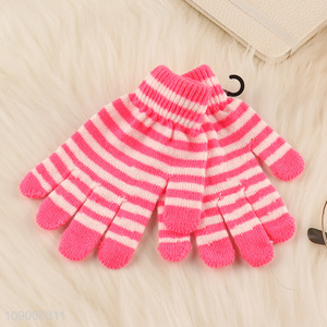 High Quality Kids Winter Gloves Stretchy Knitted Gloves for Boys Girls
