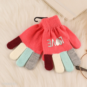 Online Wholesale Kids Winter Gloves Comfy Elastic Warm Knitted Gloves
