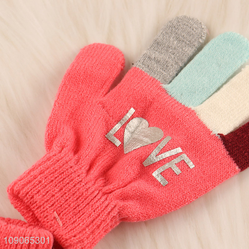 Online Wholesale Kids Winter Gloves Comfy Elastic Warm Knitted Gloves