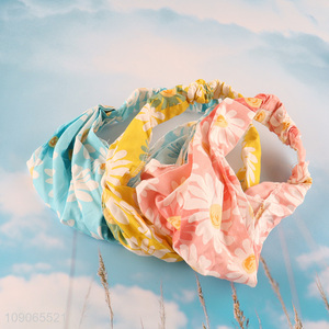 Hot Sale Floral Print Headband Elastic Adjustable Sweat Band for Women