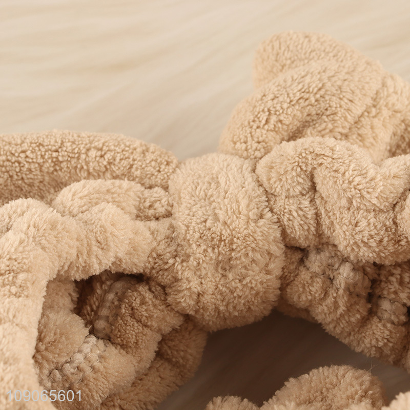 Factory Price Fluffy Makeup Facial Spa Headband Elastic Bow Hair Band