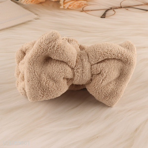 Factory Price Fluffy Makeup Facial Spa Headband Elastic Bow Hair Band