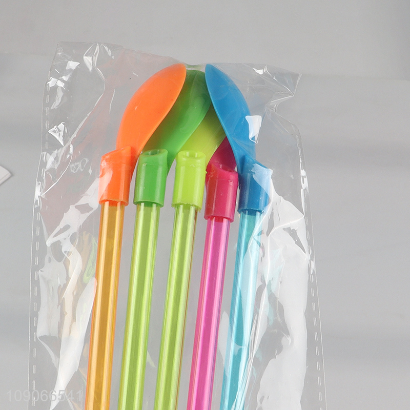 Hot products 5pcs pvc 2in1 drinking straw with spoon