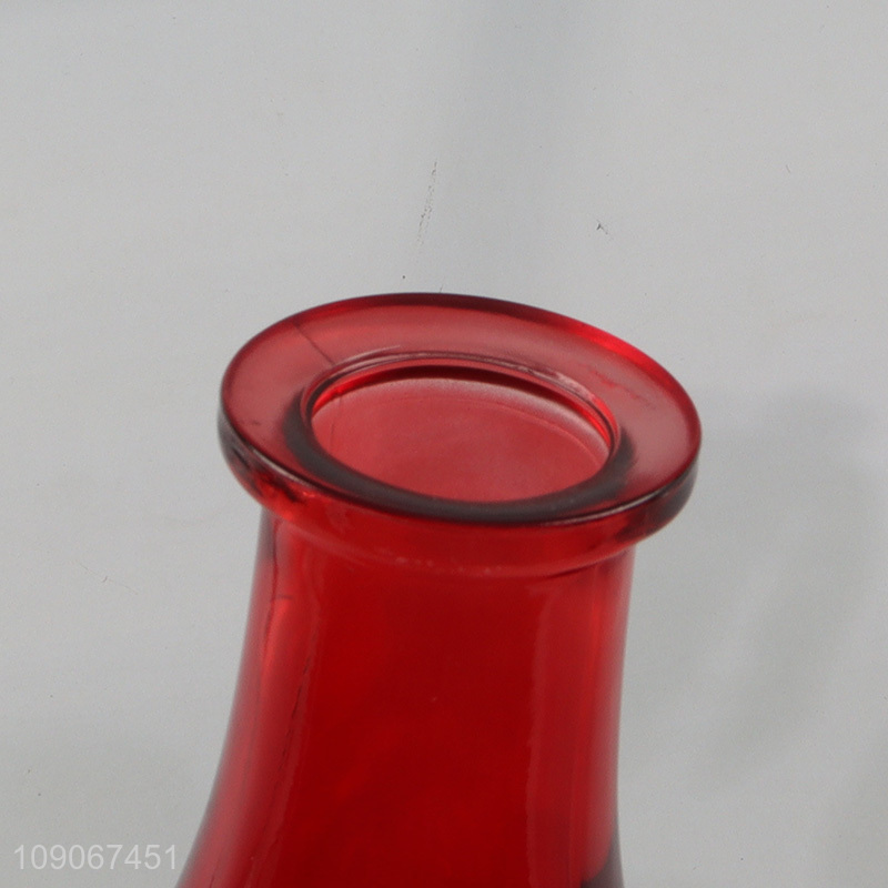 Hot selling red home decor glass vase flower vase for tabletop decor