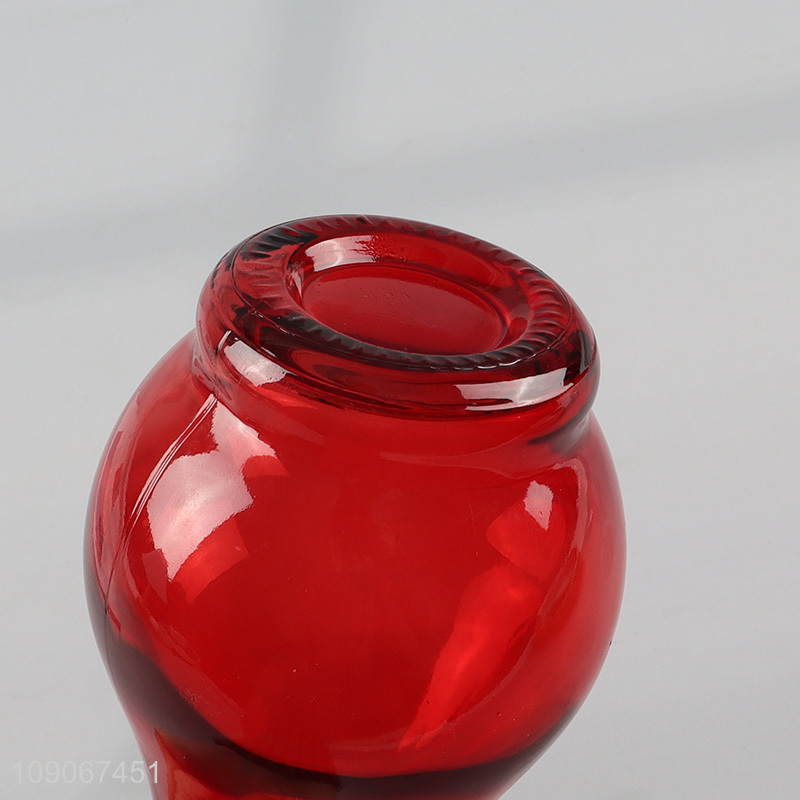 Hot selling red home decor glass vase flower vase for tabletop decor