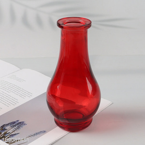 Hot selling red home decor glass vase flower vase for tabletop decor