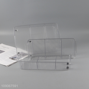 Factory price clear plastic desktop organizer storage box with mini wheels