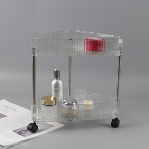 Top products 2layers plastic bathroom organizer bathroom shelves with wheels