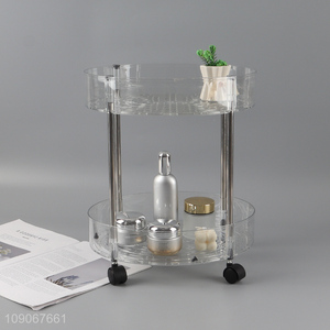Factory supply round 2layers bathroom organizer bathroom shelves with wheels