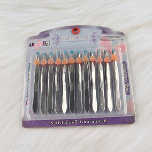 New Product 12PCS Stainless Steel Eyebrow Tweezers for Facial & Hair Removal