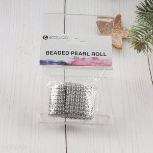 Hot items 2m shiny sparkling beaded pearl roll wrap roll for sale