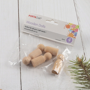 Top selling 4pcs wooden crafts diy wooden doll set wholesale