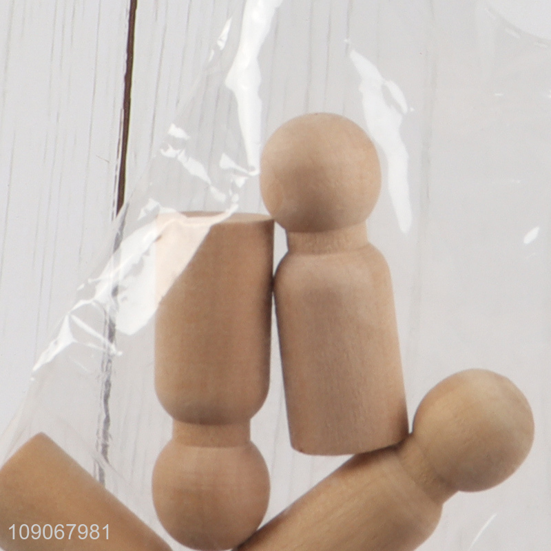 Top selling 4pcs wooden crafts diy wooden doll set wholesale