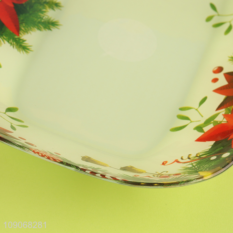Yiwu market Christmas style decorative glass tableware plate
