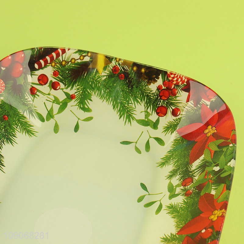 Yiwu market Christmas style decorative glass tableware plate