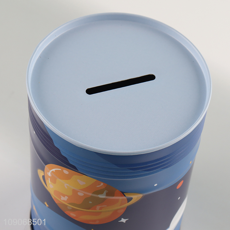 Factory price universe series kids tinplate money box for sale