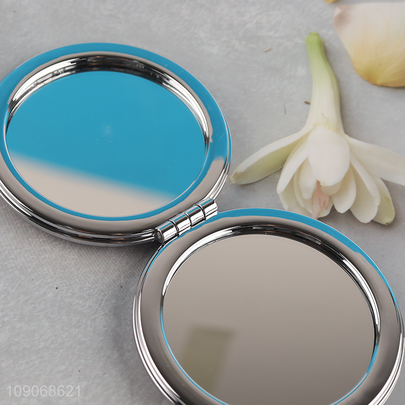 Best sale round portable makeup mirror double-sided pocket mirror