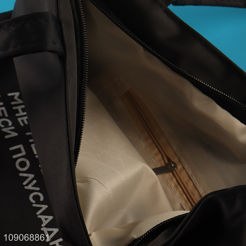 Best quality black polyester reusable shopping bag with handle