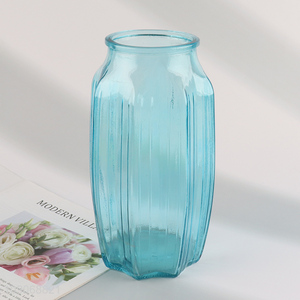 Low price blue home decor flower vase for shelf and table