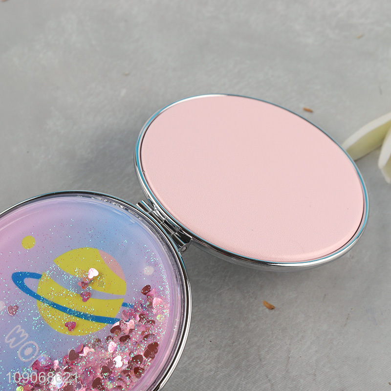 Best sale round portable makeup mirror double-sided pocket mirror