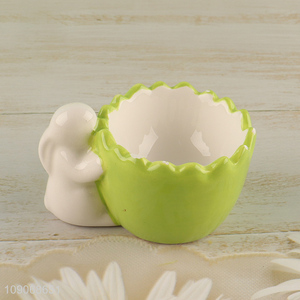 Good quality rabbit shape kitchen ceramic egg cup stand holder