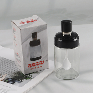 Hot Sale Glass Spice Jar Seasoning Jar with Spoon for Kitchen