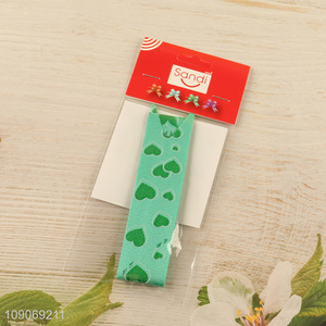 Top quality green heart printed bow pull ribbon for gifts wrapping