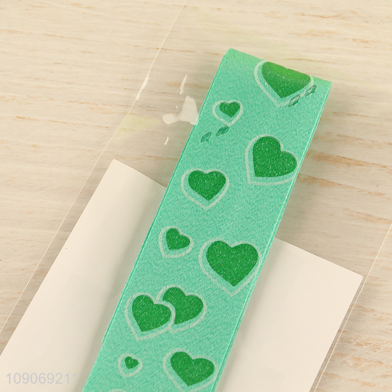 Top quality green heart printed bow pull ribbon for gifts wrapping