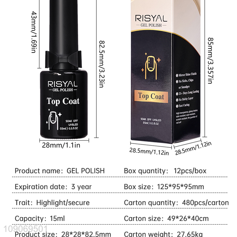 Good selling 15ml non-toxic seal layer gel top coat wholesale