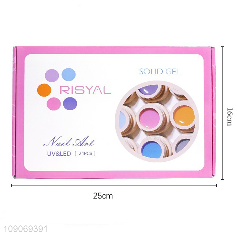 Yiwu market 24colors quick dry solid gel polish set