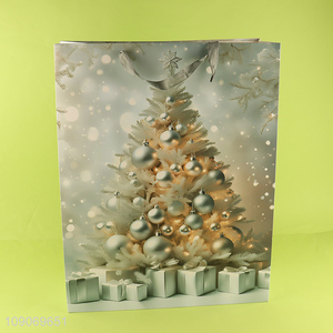 New arrival xmas tree pattern gifts packaging paper bag tote bag